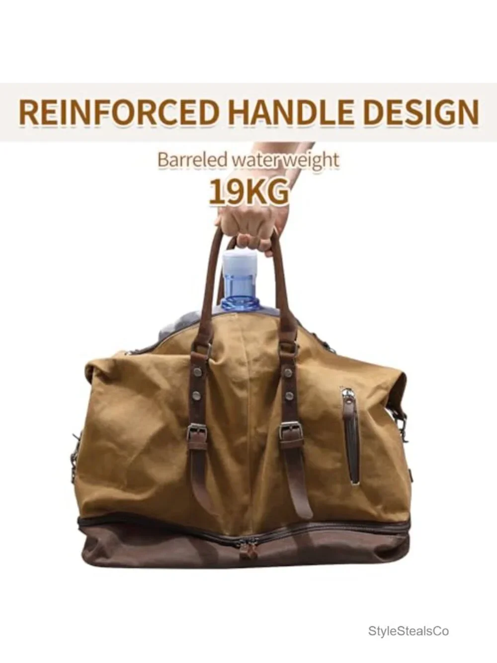 Canvas Waxed Weekender Bag with Shoe Compartment - Travel Duffel